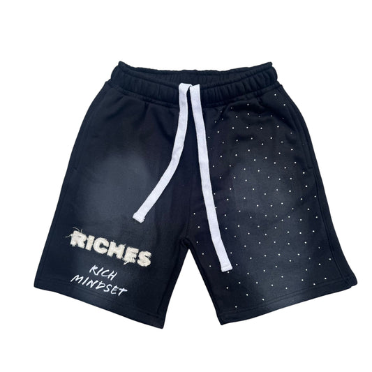 Black "Riches" Rhinestone Shorts