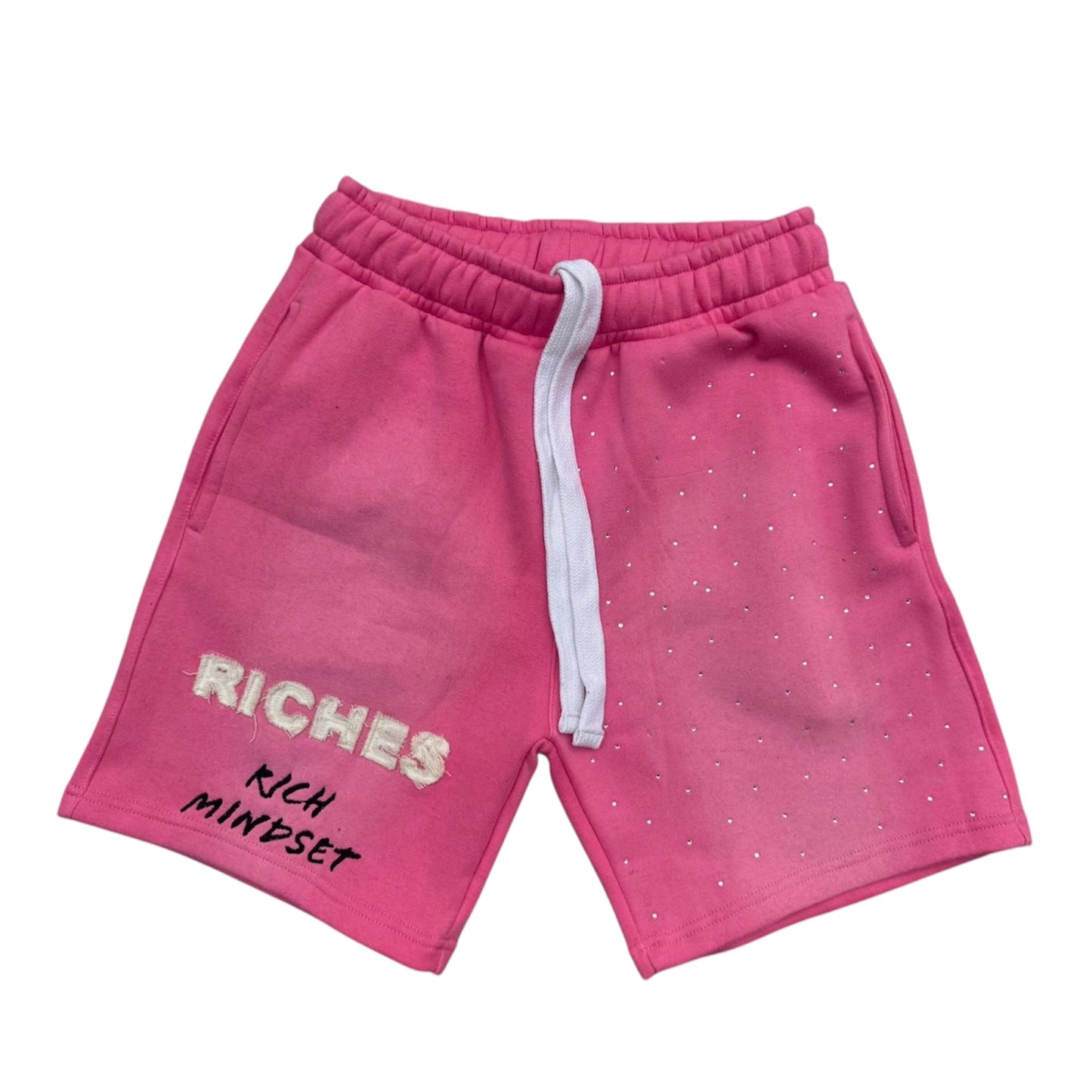 Pink "Riches" Rhinestone Shorts