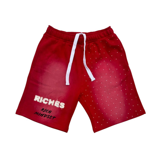 Red "Riches" Rhinestone Shorts